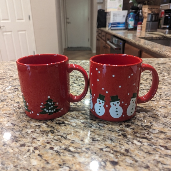 Waechtersbach Other - VTG Set Of 2 Waechtersbach Red Christmas Tree & Snowmen Mugs West Germany